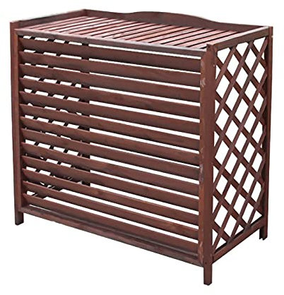 FGDIUCVN Cubierta de Madera para Aire Acondicionado, barandilla de Unidad Exterior para Aire Acondicionado de Madera Maciza, Puesto de Flores, Aire Acondicionado Exterior con contraventanas