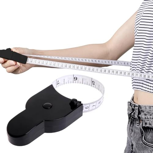 Massband Körper Schwarz, körpermaßband, 150cm/60 Zoll Einziehbares Maßband, Schneidermaßband Measuring Tape, Maßband zum Messen von Länge, Brust, Taille