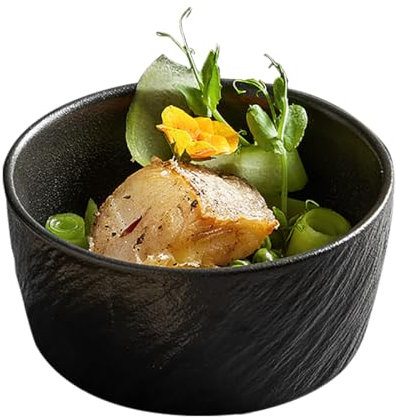 CAKERS Tazón De Sopa Esmerilado Creativo|Ensaladeras Simples Nórdicas|Vajilla Redonda De Cerámica Tazón De Fideos De Cocina|Apto Para Lavavajillas Y Microondas,Negro-2PCS,15x6,8 Cm (5,9x2,6 Pulgadas)