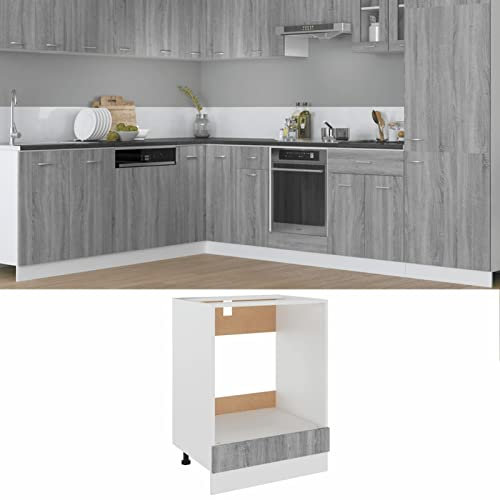 Xichuzi Herdumbauschrank, Küchenunterschrank, Küchenschrank, Küchenunterbauschrank, Unterschrank Herd, Küchen Schranke, Grau Sonoma 60x46x81,5 cm Holzwerkstoff