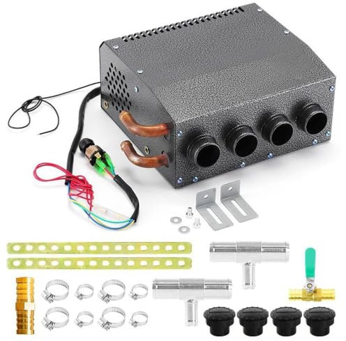 HALOYWB Riscaldatore idronico Compatto da 24 V, Interruttore montabile, 4 Prese d'Aria Anteriori, Ventola a 3 velocità, Flusso d'Aria di 80 CFM, 8500 BTU di Calore per Auto, Camion, Barca, Camper