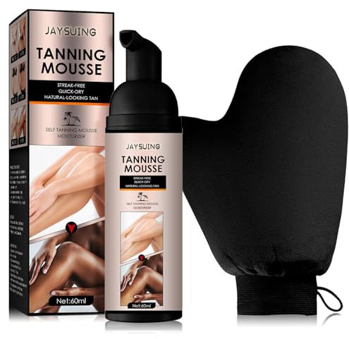 Selbstbräuner-Set, Selbstbräunungsmousse mit Schwarzem Bräunungshandschuh, Selbstbräunungsschaum für die schnelle und natürliche Bräune ohne Sonne Natural Bronzer (60 ml)