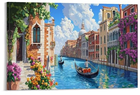 HLXZMCVBT Venice Water City Grandes Cuadros Decoracion Salon Modernos, Canal Lienzos Decorativos Pared Dormitorios, Mural Impermeable, Wall Art Comedor Oficina Pasillo Baño 12x18inch(30x45cm)