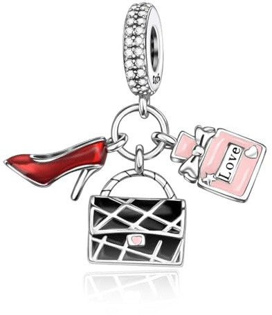 Rimgoris 925 Sterling Silber Charm für Frauen Armbänder Halskette Baseball Handschuh Fledermaus Herz Anhänger Cuffee Cup Ring Hoher Absatz Rocket Astronaut Steine Eiffelturm Heißluftballon
