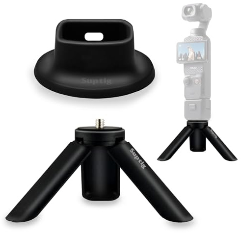 Suptig Tripod Mount, Silicone Non-Slip Desktop Mount for DJI Osmo Pocket 3, Osmo Pocket 3 Accessories(Black)