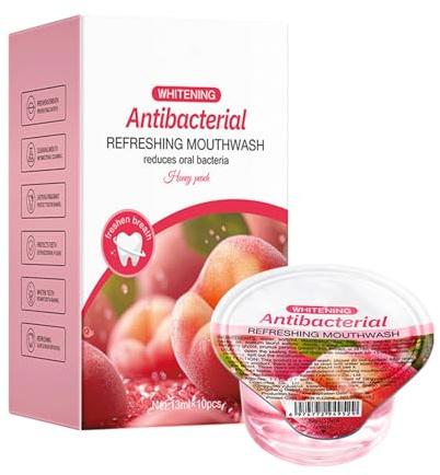 Mundspülung Total Care - Kariesvorbeugung, Zahnstärkung, Frischer Atem, Zahnfleischpflege - 13ml X 10 Stück - Ideal Für Chronischen Mundgeruch Und Gereiztes Zahnfleisch (Pfirsich) Peach Mouthwash