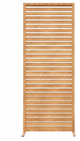 Paravent Raumteiler, Wand Trennwand Holz Lamellen Säulen, Sichtschutzwand Holz Natur Baum, Sichtschutz für Büros, Balkon,Schlafzimmer,Außengarten(Wood,150cm/59in)