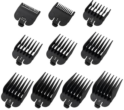 10 Piezas Peine Límite para Cortapelos, Recortadores De Peine Guía para Wahl Cortapelos y Afeitadoras corporales, Peines-Guía Compatibles con Maquinillas Wahl (Black)