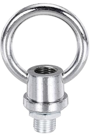 PATIKIL 18Lb Load Lamp Female Loop Holder, Lifting Eye M10 Fine Thread Nut Hook Ring Shape Structural Support to Chandelier Lighting Fixture (Silver, 1.5 x 1.8 Inch)