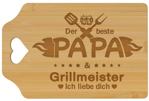 Zindoo Regali per papà, tagliere in bambù con incisione per papà, pratico tagliere da cucina per maestro del barbecue – regalo per la festa del papà, compleanno e Natale