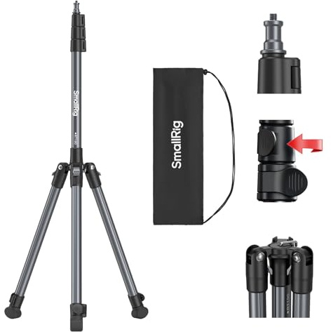 SMALLRIG 190 cm Trépied Lumière, Charge Max 4 kg, pour Lampes Torches, Anneaux Lumineux, Eclairages Vidéo LED, Eclairage COB, Trépied Pliable et Réglable, Dimensions plié 43 cm - 5475