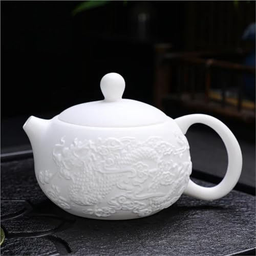 Teiere Set Tè Kung Fu Teiera 210 Ml In Porcellana Bianca Rilievo Xishi Pentola Fengming Longfeng Chengxiang Ceramica Fuoco Normale Set Da Tè In Porcellana
