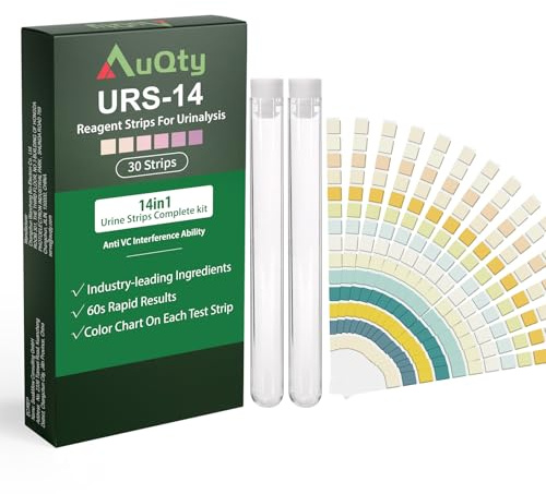 Test Orina 14 en 1 - Kit de Análisis de Orina de Tiras Para Medir Leucocitos, Glucosa, Cetonas, Bilirrubina, Ph, Proteína, Nitrito, Gravedad Específica, Urobilinógeno, Microalbúmina, 30 Piezas