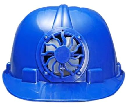 Casco di sicurezza industriale con ventola di raffreddamento solare, elmetto leggero da operaio edile per lavori all'aperto, fascia regolabile, design ventilato, blu - Casco di sicurezza industrial