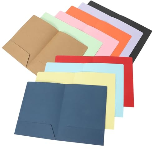 BESTonZON Lot de 10 Chemises Papier Épaisses A4 à Double Poche Dossier à Poches Multi-Couleurs Organiseur de Documents pour Bureau École et Archivage