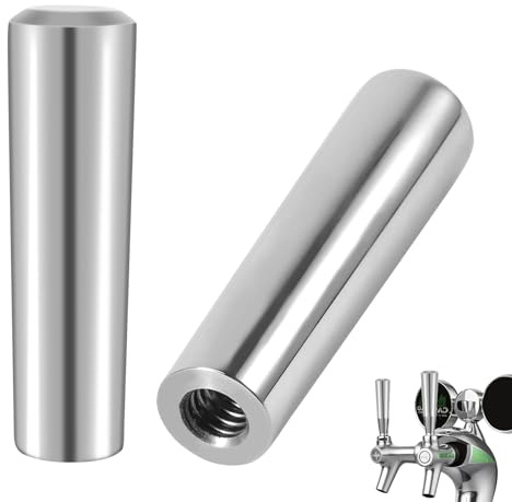 WELLBOM 2 PCS 304 Stainless Steel Short Beer Tap Handle, Ergonomic Design | Standard 3/8 internal thread, compatible with kegerators, draught beer dispensers, suitable for bars and restaurants