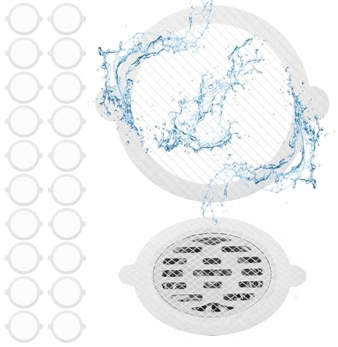 30 Pack Shower Drain Hair Catcher Disposable Hair Catcher Shower Drain Mesh Stickers Round Hairs Trap 4.3 Inch Drains Cover Hairs Trapper Showers Filter for Bathroom Tub Kitchen Sinks and Basins
