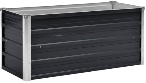 XHNIFBN Bancal alto antracita 100 x 40 x 45 cm de acero galvanizado, moderno bancal rectangular con parte inferior abierta, robusto y duradero para balcón, terraza y pequeños jardines