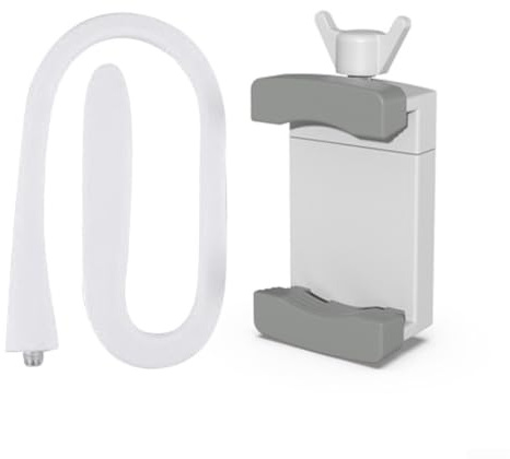 Vasiumic Monitor de bebé con cuello de cisne flexible, clip de soporte para cuna, soporte para guardería, seguridad ajustable compatible con la mayoría de las cunas, blanco, paquete de 2