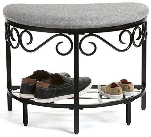 Mango Steam Half Moon Shoe Bench - Vanity Seat/Dressing Stool/Makeup Chair - Heather Gray