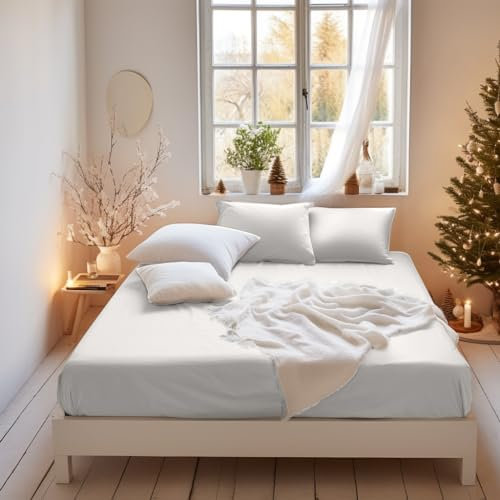 MOHAP Warm 16 inch(40cm) Extra Deep King Size Fitted Sheet Only Bedsheet No Pillowcases Brushed Microfiber Breathable No Color Fade White