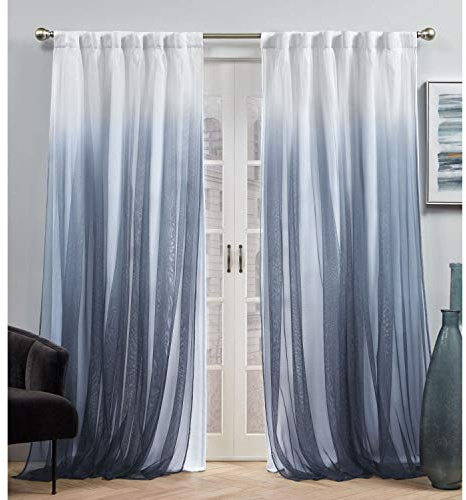 Exclusive Home Crescendo Lined Room Darkening Blackout Hidden Tab Curtain Panel Pair, 52x84, Indigo, Set of 2