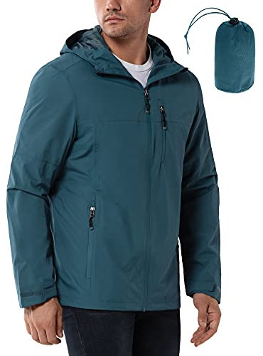 33,000ft Regenjacke Herren Wasserdicht Outdoorjacke Leichte Freizeitjacke Packbare Windjacke Fahrrad Regenmantel mit Kapuze China Blau M