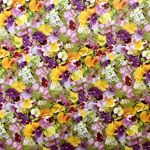 KEVKUS Wachstuch Tischdecke C970 Stiefmütterchen Veilchen Blütenwiese Blumen Frühjahr eckig rund oval (Rand: Schnittkante (ohne Einfassung), 140 x 340 cm oval)