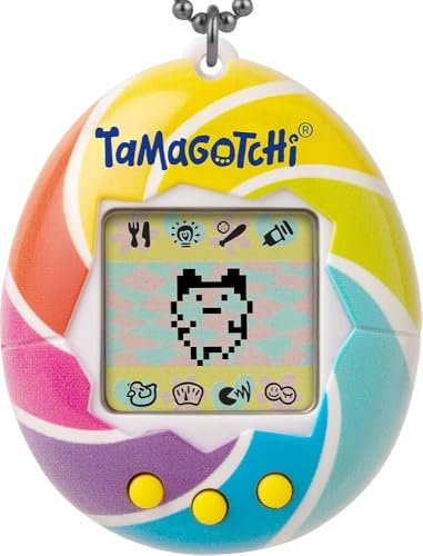TAMAGOTCHI Bandai Original Candy Swirl Shell Original Cyber Pet 90s Adults and Kids Toy with Chain | Retro Virtual Pets are Great Boys and Girls Toys or Gifts for Ages 8+