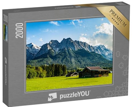 puzzleYOU: Puzzle 2000 Teile „Die Zugspitze von Grainau/Garmisch-Partenkirchen aus gesehen“ – aus der Puzzle-Kollektion Natur, Bayern, Garmisch, Zugspitze, Deutschland, Deutsche Alpen