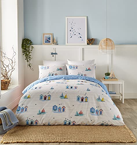 Fusion - Strandhütten – Bettbezug-Set – Doppelbett-Größe in Blau