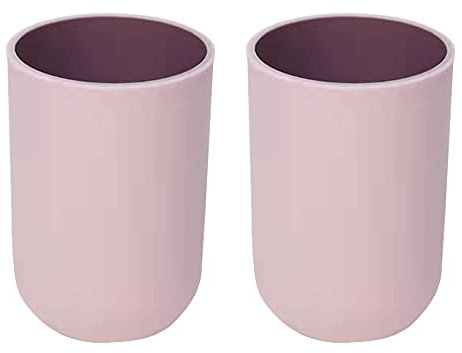 RabyLeo Unzerbrechliche wiederverwendbare Trinkbecher, 2 Farben, Kunststoff-Zahnputzbecher, 300 ml, spülmaschinenfest (Hellrosa und Hellrosa)