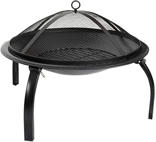 Brasero avec grille de barbecue - Brûleur à bois - Chauffage de jardin rond en forme de bol pour chauffage extérieur