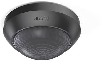 Steinel Bewegungsmelder is 2360-3 ECO Schwarz, max. 12 m Reichweite, 360° Präsenzmelder für max. 500 W LED, Deckensensor für Außen und Innen