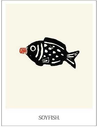 Close Up Soyfish Kunstdruck 30 x 40 cm Poster im Kleinformat | Dopamin Decor für die Wände | Design | Frau Febra und Herr Hutsauger | Für Wohnbereich, Küche