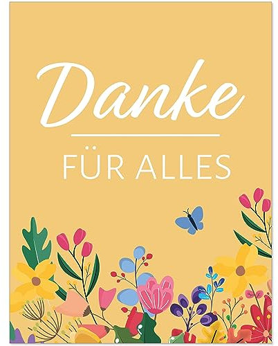 8 Flaschenetiketten selbstklebend - Etikett Danke Bedanken Danke sagen Frischer Frühling - Flaschen Aufkleber für Wein oder Sekt