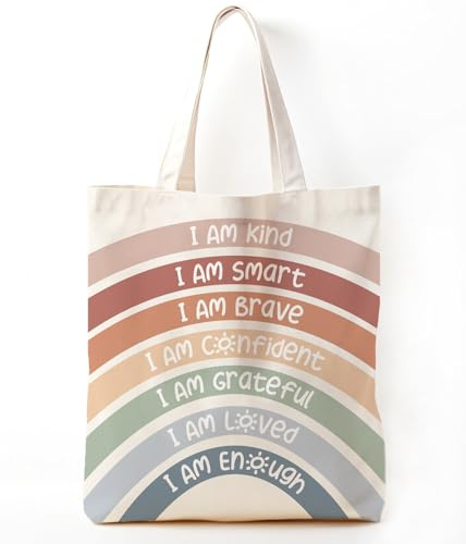 Zeghk Cute Positive Affirmation Inspirational Tote Bag for Women Kids Girls