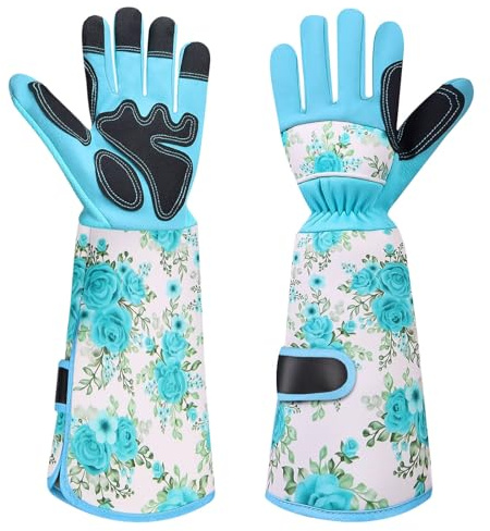 DLY Gartenhandschuhe Damen, Leder-Mikrofaser Handschuhe mit Armschutz