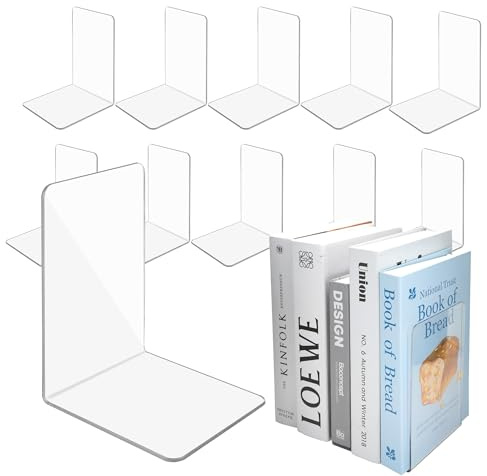 AZKEEGREY 12 Stück Buchstützen Acryl Transparent, Bücherstütze Durchsichtig | Bücherhalter Bookends, Book Holder für Schlafzimmer Bibliothek Büro Dekoration