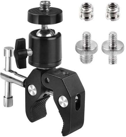 DesertBoy Stativ Klemme, Kamera Klemme, Super Clamp, Magic Arm Clamp mit 1/4 und 3/8 Gewindeclips, Mini Stativkopf Kugelkopf, für Kameras, Flash Light, Stativ