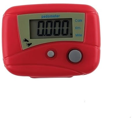 Contapassi portatile, contacalorie for camminare con clip for misurare i passi in miglia/km.(Red)