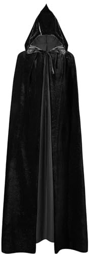 NebulaGlam Capa Negra con Capucha, Capa Halloween Unisex, Capa Disfraz Halloween para Halloween Carnaval Fiesta Disfraces