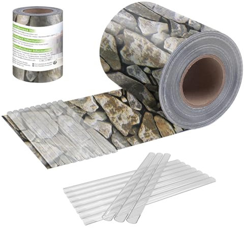 Sunnylaxx Frangivisto Recinzione Schermi di Privacy Protetto, 450g/m² PVC Schermo da Giardino 35m x 19cm con Strisce di Fissaggio, Esterno Balcone, Pietra