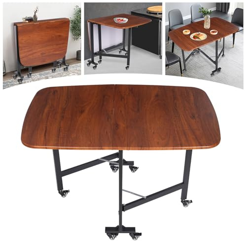 Hanmorfarbi Dreifach Klappbarer, Mobiler Esstisch FüR Den Hausgebrauch Mit Sechs Rollen, 100 Kg Tragkraft, 120 X 80 cm GroßE Tischplatte, Multifunktionaler Tisch