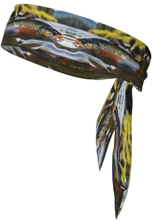 Cravatta sportiva a doppia faccia per uomini e donne traspirante atletica per corsa, palestra, allenamento ruscello trota pesca a mosca immagine