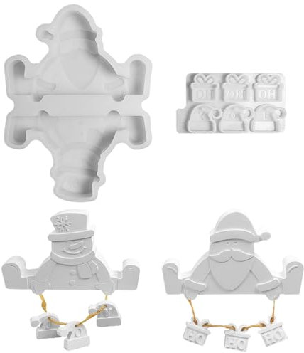 Silikonformen Gießformen Weihnachten Kerzenformen zum Gießen, 2 Stück Wichtel Silikonform Weihnachten Schneemann Weihnachtsmann Gips Zum Gießen Gießformen Silikon Gießform Wichtel Giessformen Silikon
