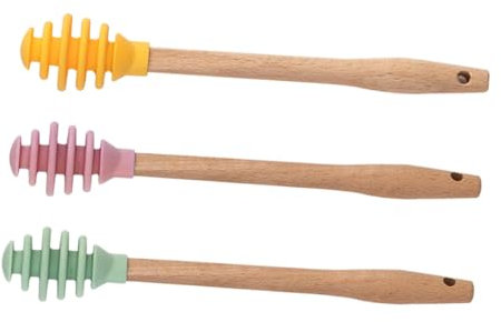 BIUDECO Palitos De Silicona para Miel 3 Piezas Colores Surtidos Amarillo Rosa Verde Palitos Mielero Agitadores para Mezclar Miel para Uso Cocina y Obsequio