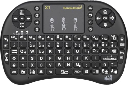 Henrik&Hans Clavier tactile sans fil Mini Bluetooth & télécommande 2,4 G Clavier PC sans fil QWERTZ