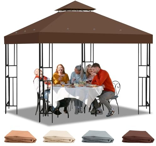 Pavillon Ersatzdach 3x3 m Wasserdicht – Doppeldach mit Air Vent UV-beständig, Stabil Winterfest, Atmungsaktiv, Gazebo Ersatz Dach, perfekt für Garten, Camping(Polyester 300D)