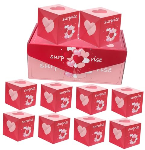 VALICLUD Hüpfende Papier Geschenkboxen Satz Valentinstag mit Tragetasche Kreative Süßigkeitenboxen Faltbar Mehrere Fächer für Partygeschenke
